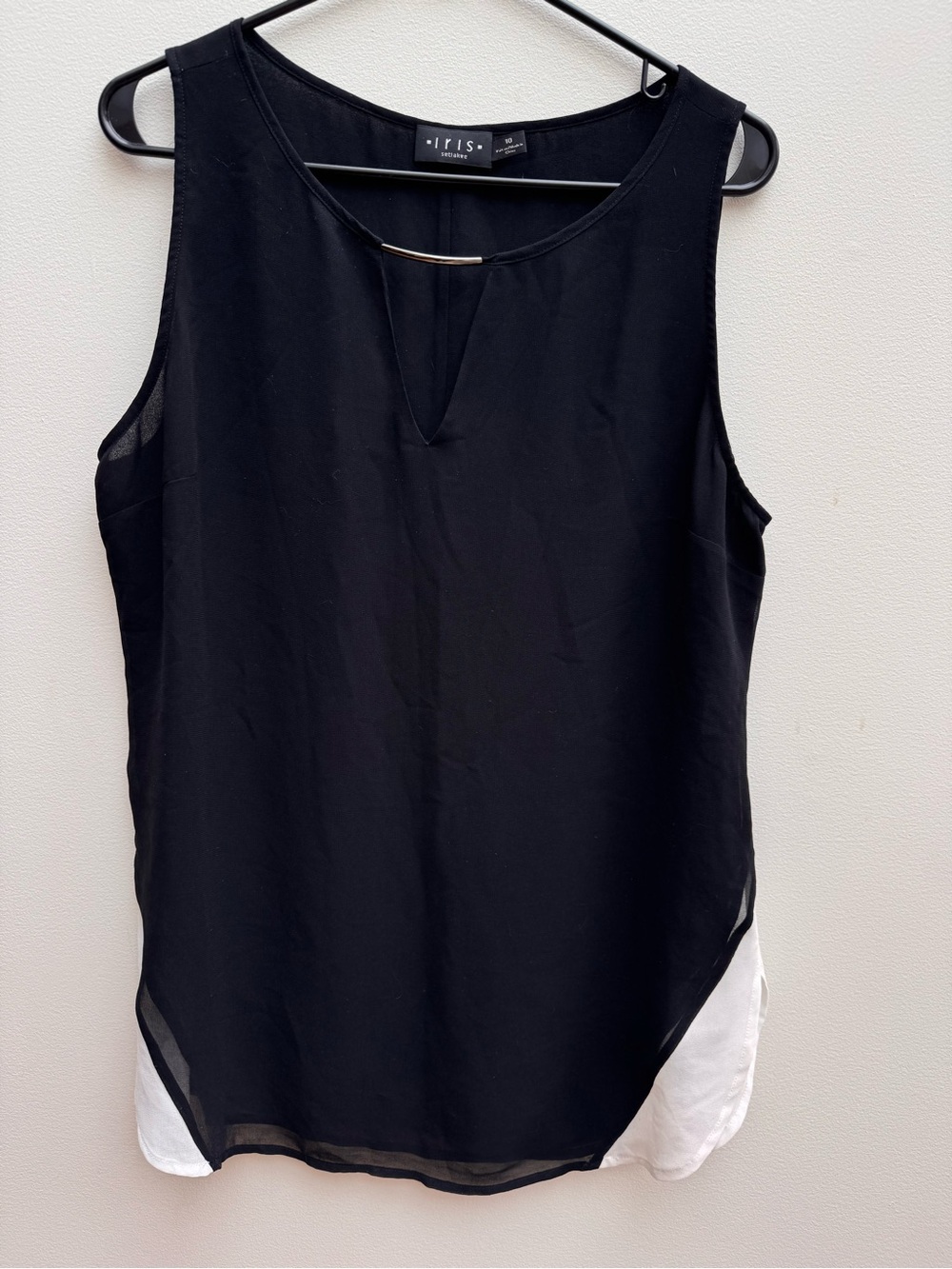 Iris Setlakwe Black Sleeveless Tank with White Side Panels